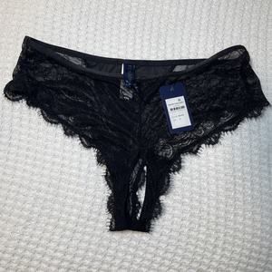 Fox & Royal Black XS Melodie Class Crotchless Panty Underwear size 14 VS